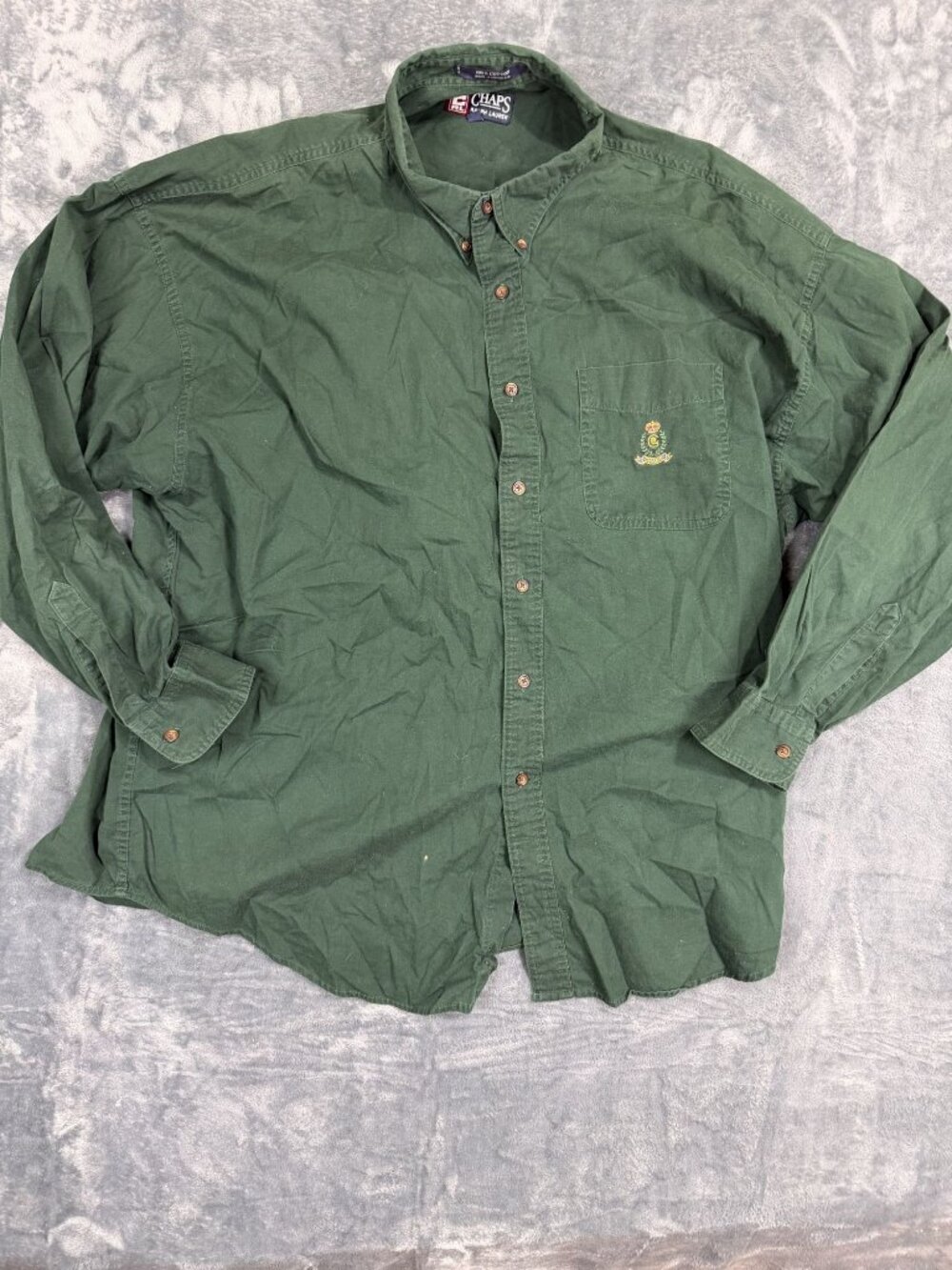 Chaps Ralph Lauren Mens Green Cotton Button-Down Shirt XXL Casual Classic Style